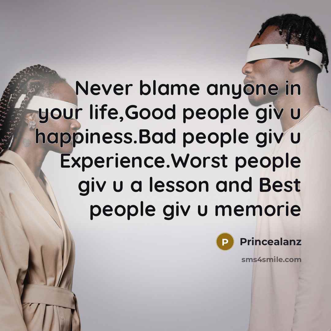 “Never blame anyone in your life,Good people giv u happiness.Bad…” quote by Princealanz