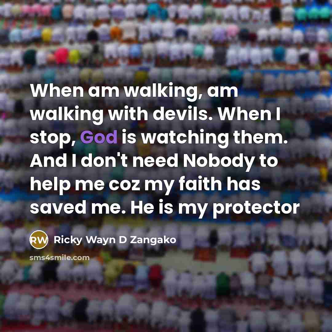 “When am walking, am walking with devils. When I stop,…” quote by Ricky Wayn D Zangako