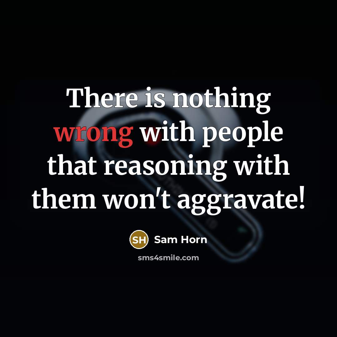 “There is nothing wrong with people that reasoning with them won't aggravate!” quote by Sam Horn