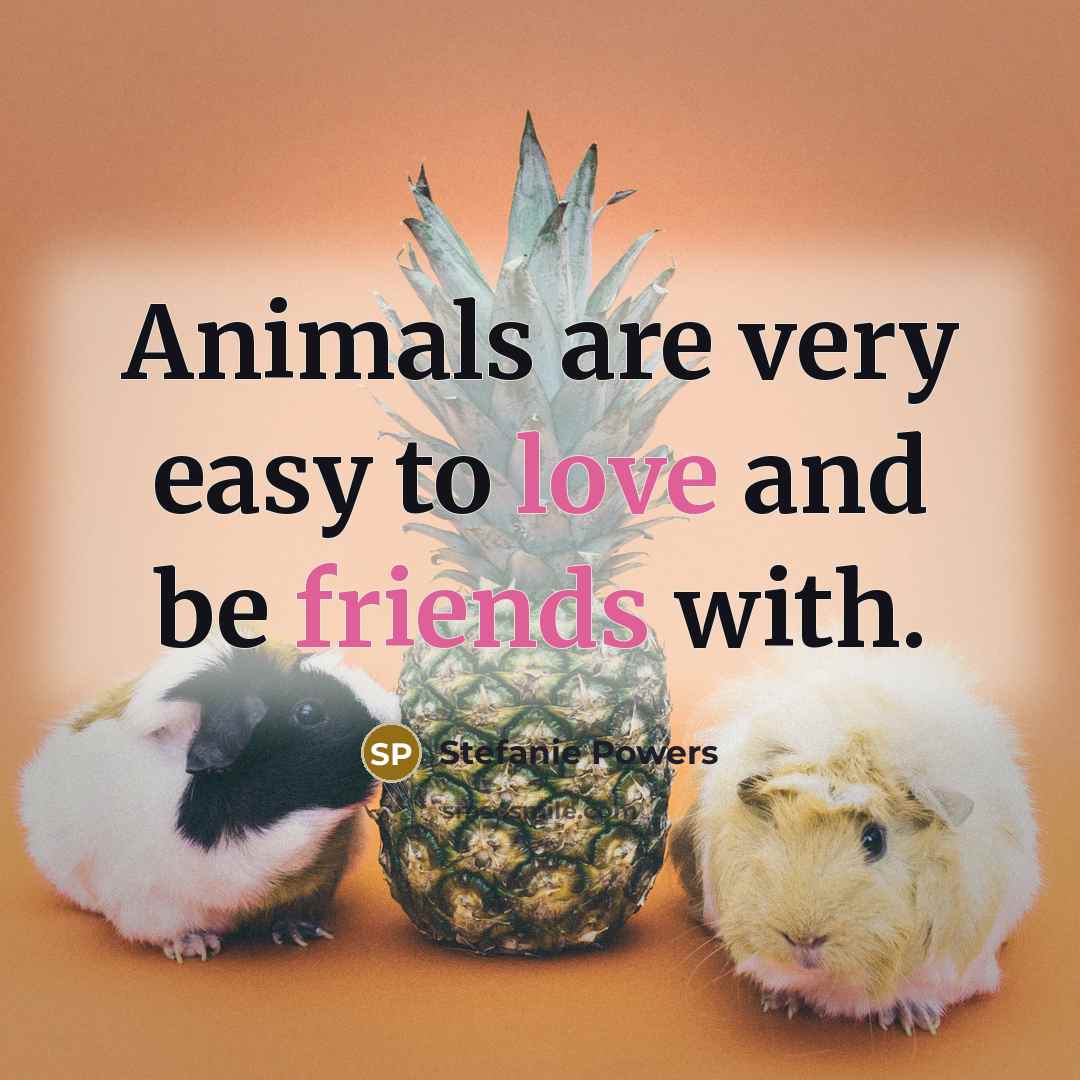 “Animals are very easy to love and be friends with.…” quote by Stefanie Powers