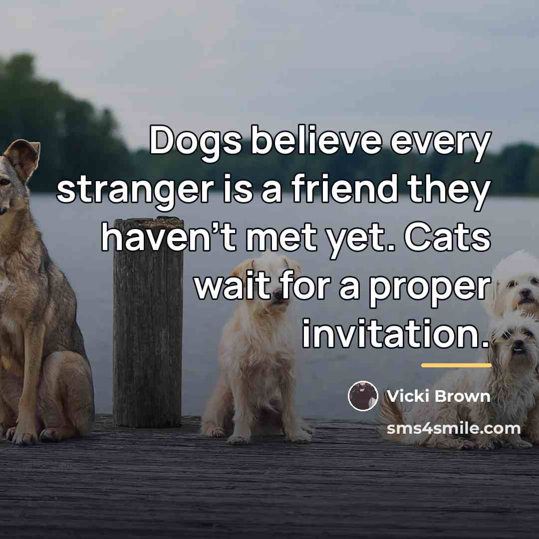 “Dogs believe every stranger is a friend they haven't met…” quote by Vicki Brown