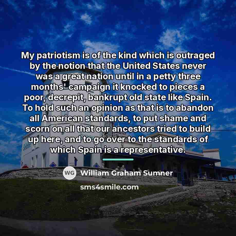 “My patriotism is of the kind which is outraged by…” quote by William Graham Sumner