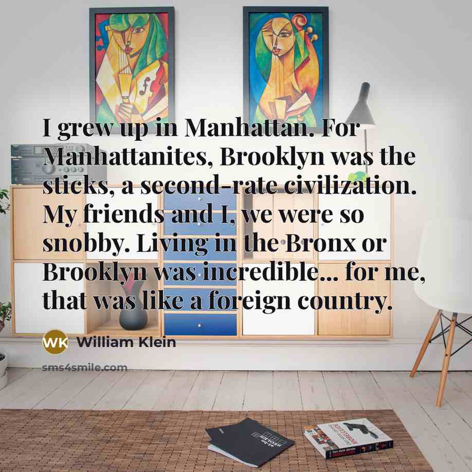 “I grew up in Manhattan. For Manhattanites, Brooklyn was the…” quote by William Klein