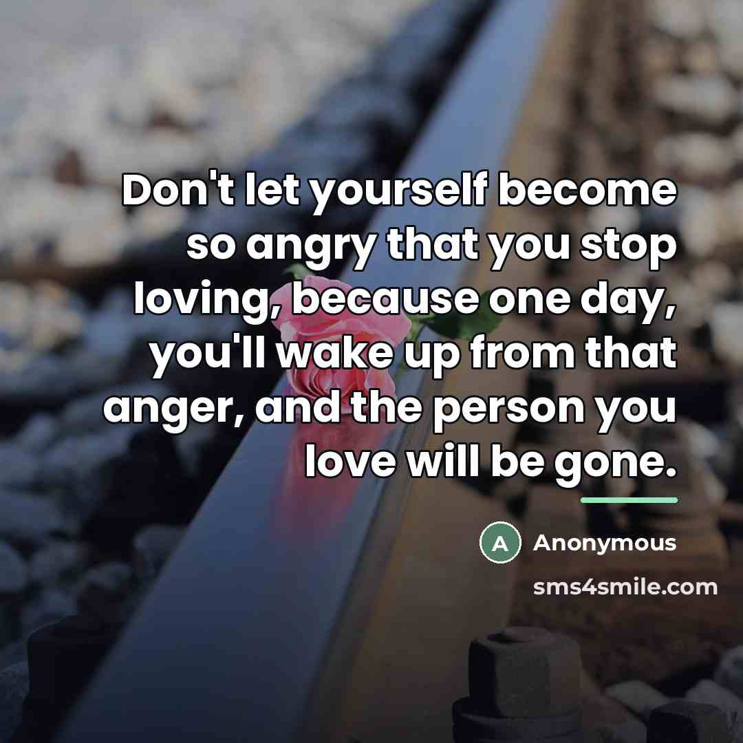 “Don't let yourself become so angry that you stop loving,…” quote by Anonymous