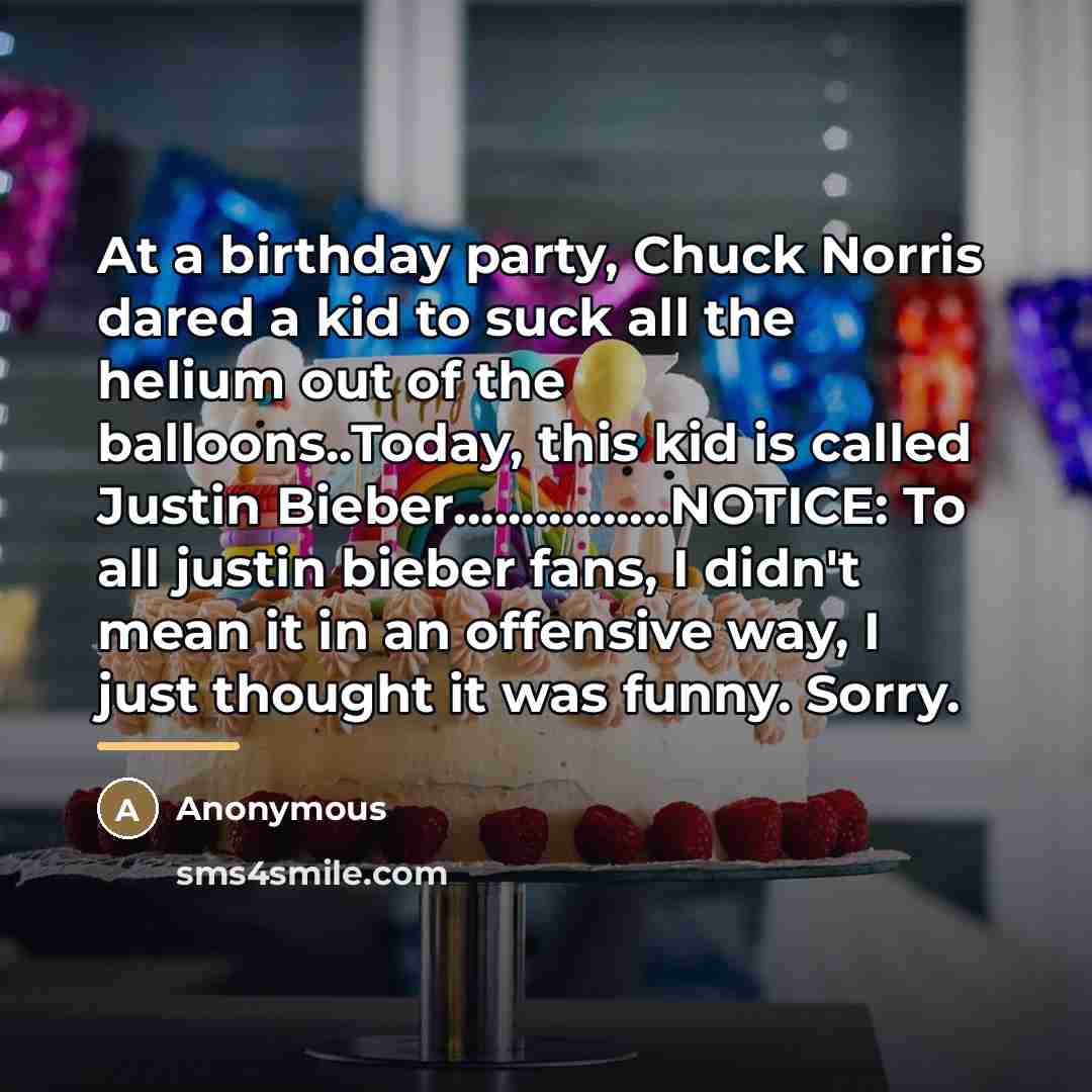“At a birthday party, Chuck Norris dared a kid to…” quote by Anonymous