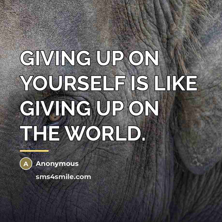 “GIVING UP ON YOURSELF IS LIKE GIVING UP ON THE…” quote by Anonymous