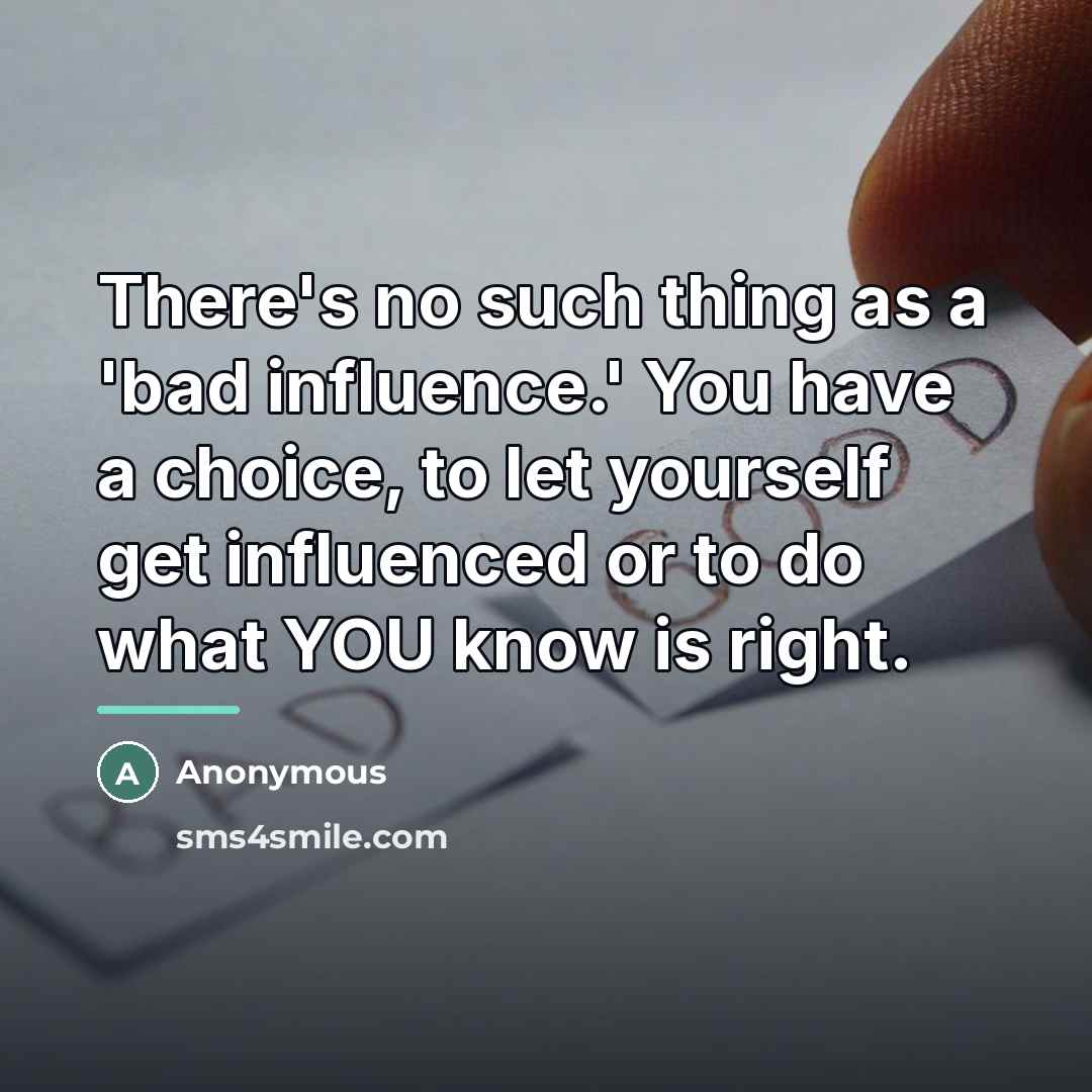 “There's no such thing as a 'bad influence.' You have…” quote by Anonymous