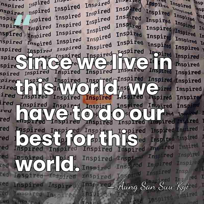 Since we live in this world, we have to do our best&hellip; - Aung San Suu Kyi