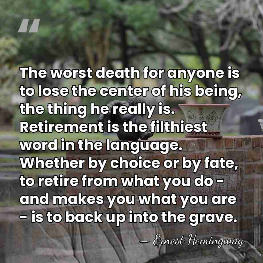 The worst death for anyone is to lose the center of his&hellip; - Ernest Hemingway