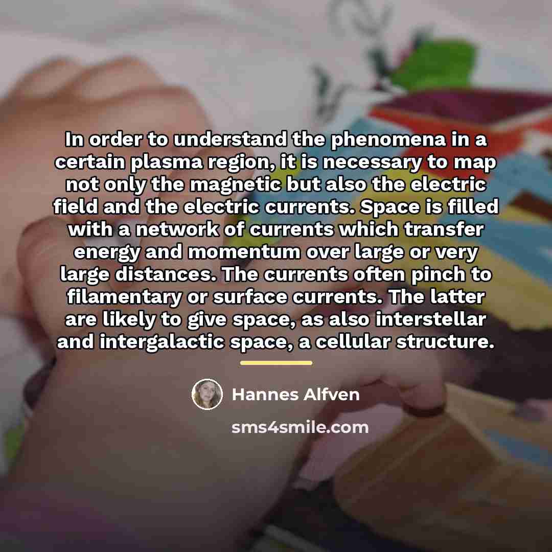 “In order to understand the phenomena in a certain plasma…” quote by Hannes Alfven