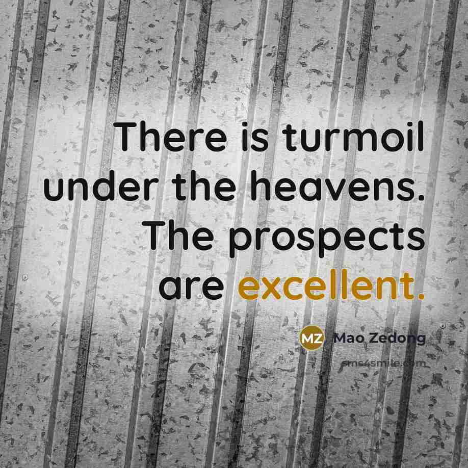 “There is turmoil under the heavens. The prospects are excellent.…” quote by Mao Zedong