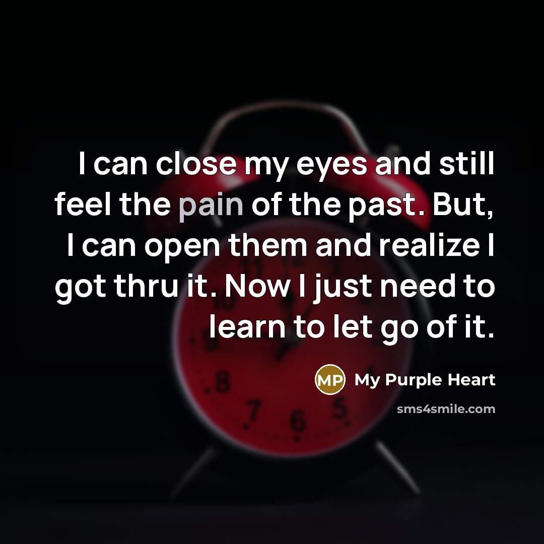 “I can close my eyes and still feel the pain…” quote by My Purple Heart