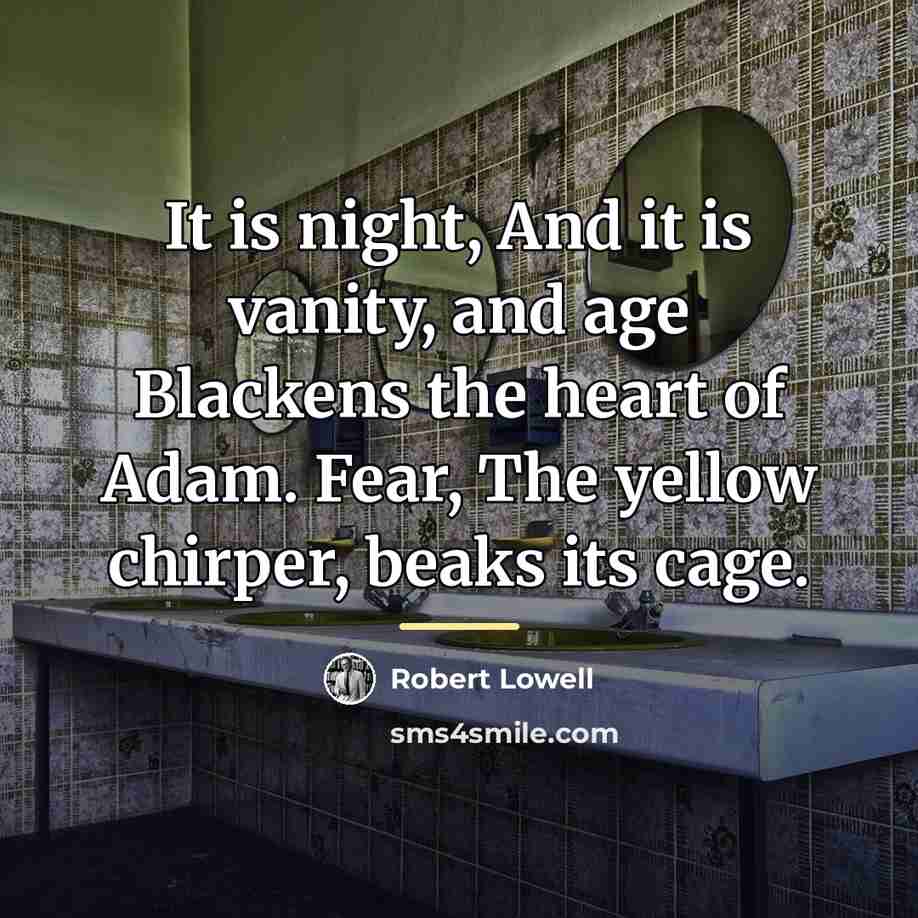 “It is night, And it is vanity, and age Blackens…” quote by Robert Lowell