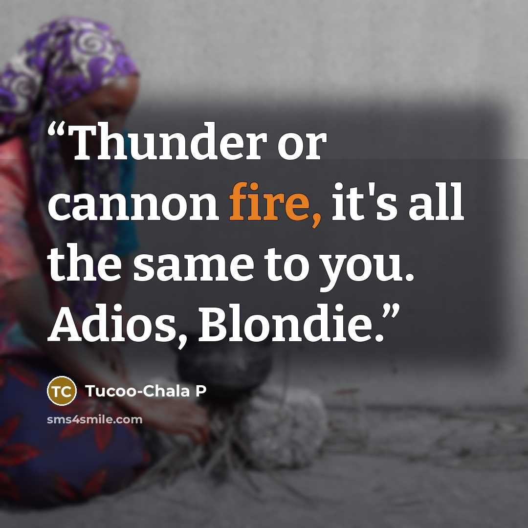 “Thunder or cannon fire, it's all the same to you. Adios, Blondie.” quote by Tucoo-Chala P