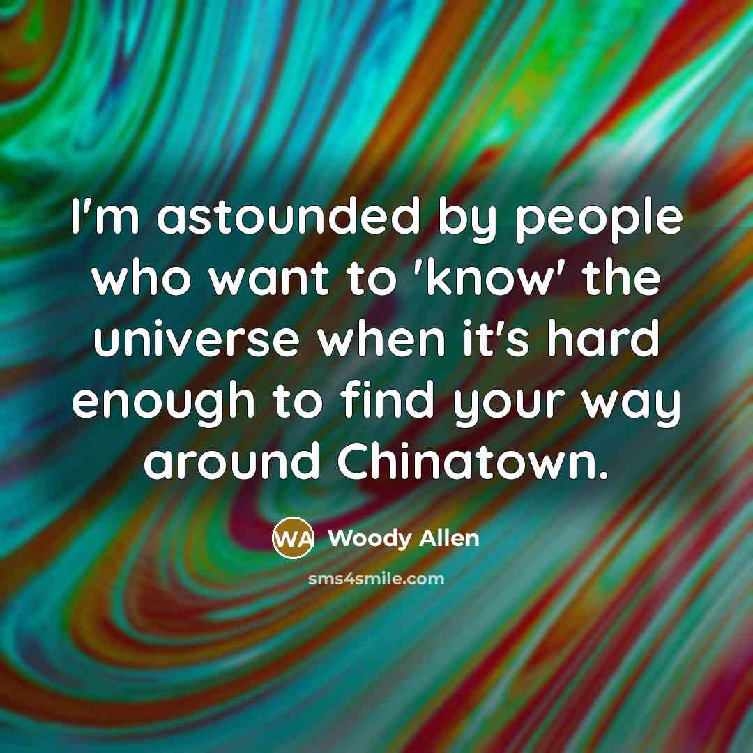 “I'm astounded by people who want to 'know' the universe…” quote by Woody Allen
