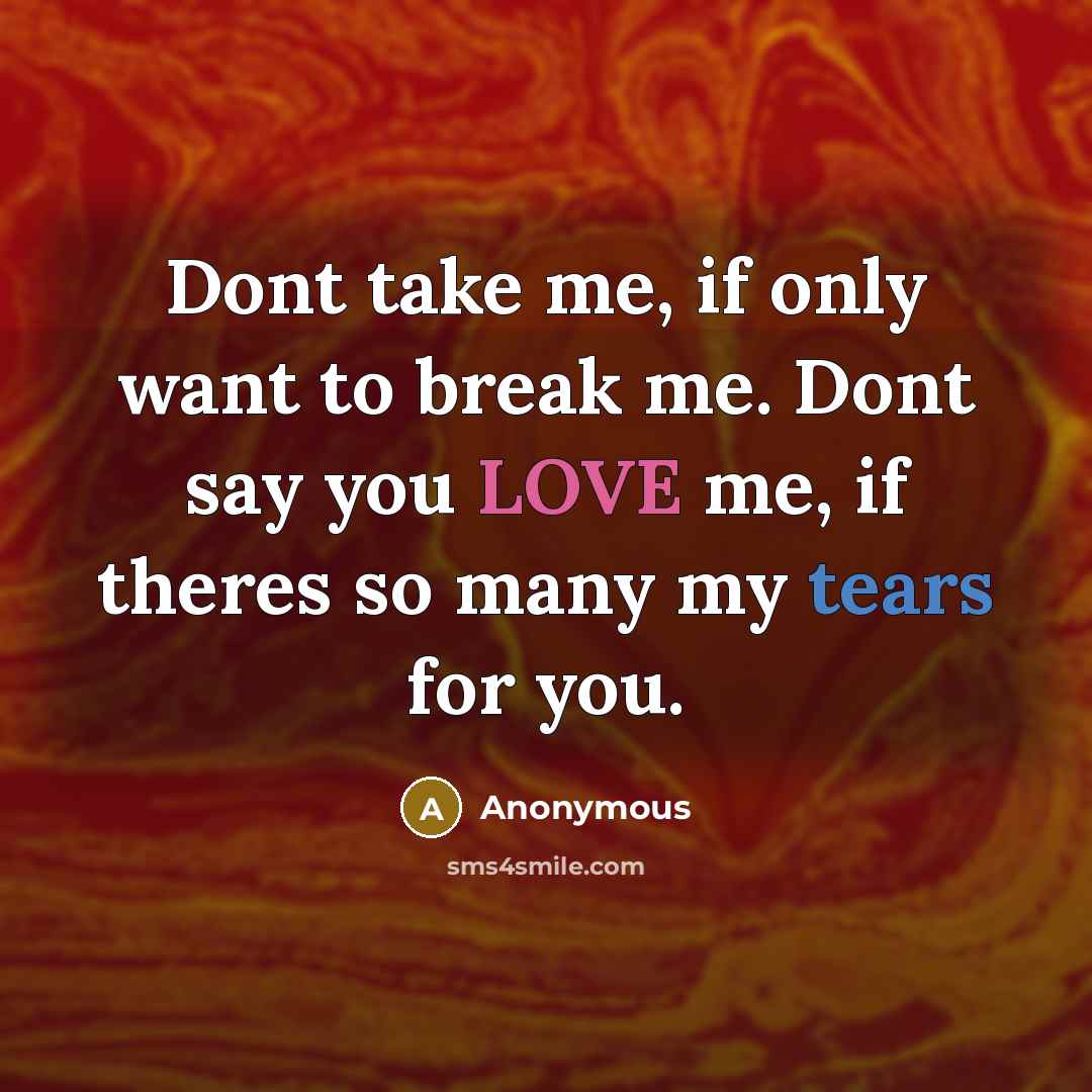 “Dont take me, if only want to break me. Dont…” quote by Anonymous