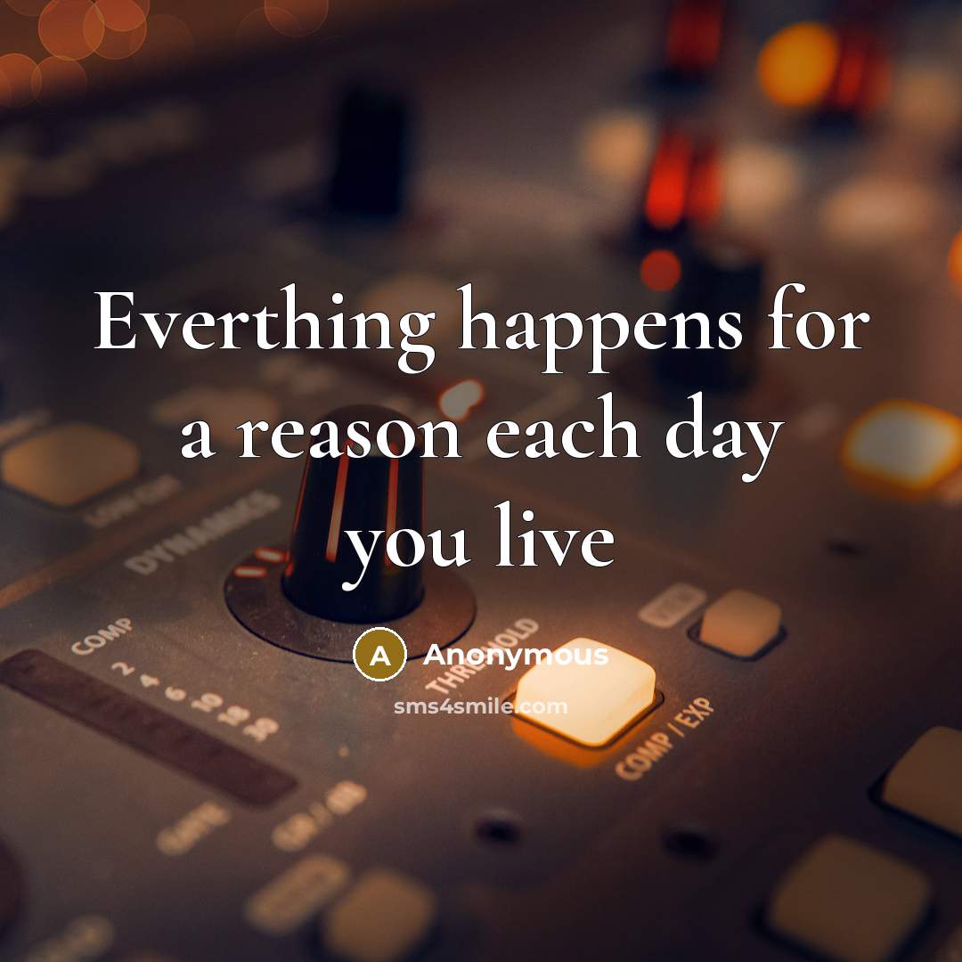 “Everthing happens for a reason each day you live” quote by Anonymous
