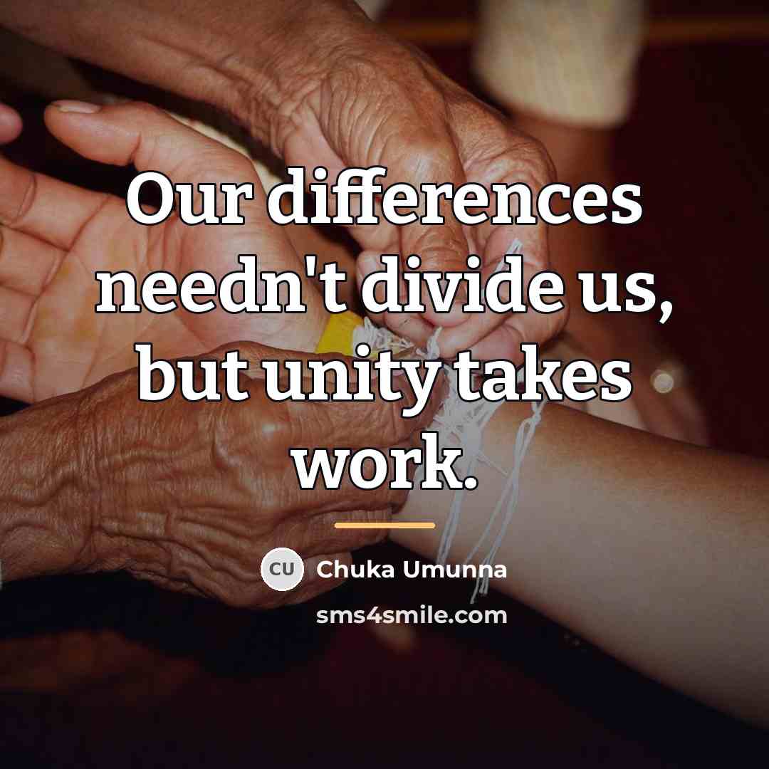 “Our differences needn't divide us, but unity takes work.…” quote by Chuka Umunna