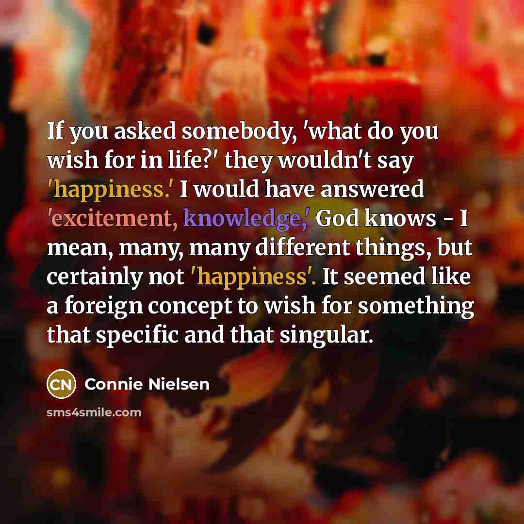 “If you asked somebody, 'what do you wish for in…” quote by Connie Nielsen