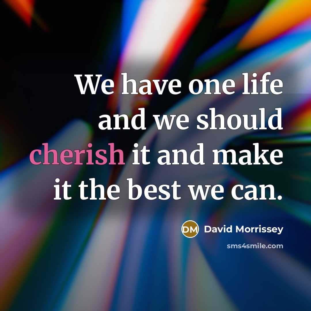 “We have one life and we should cherish it and…” quote by David Morrissey