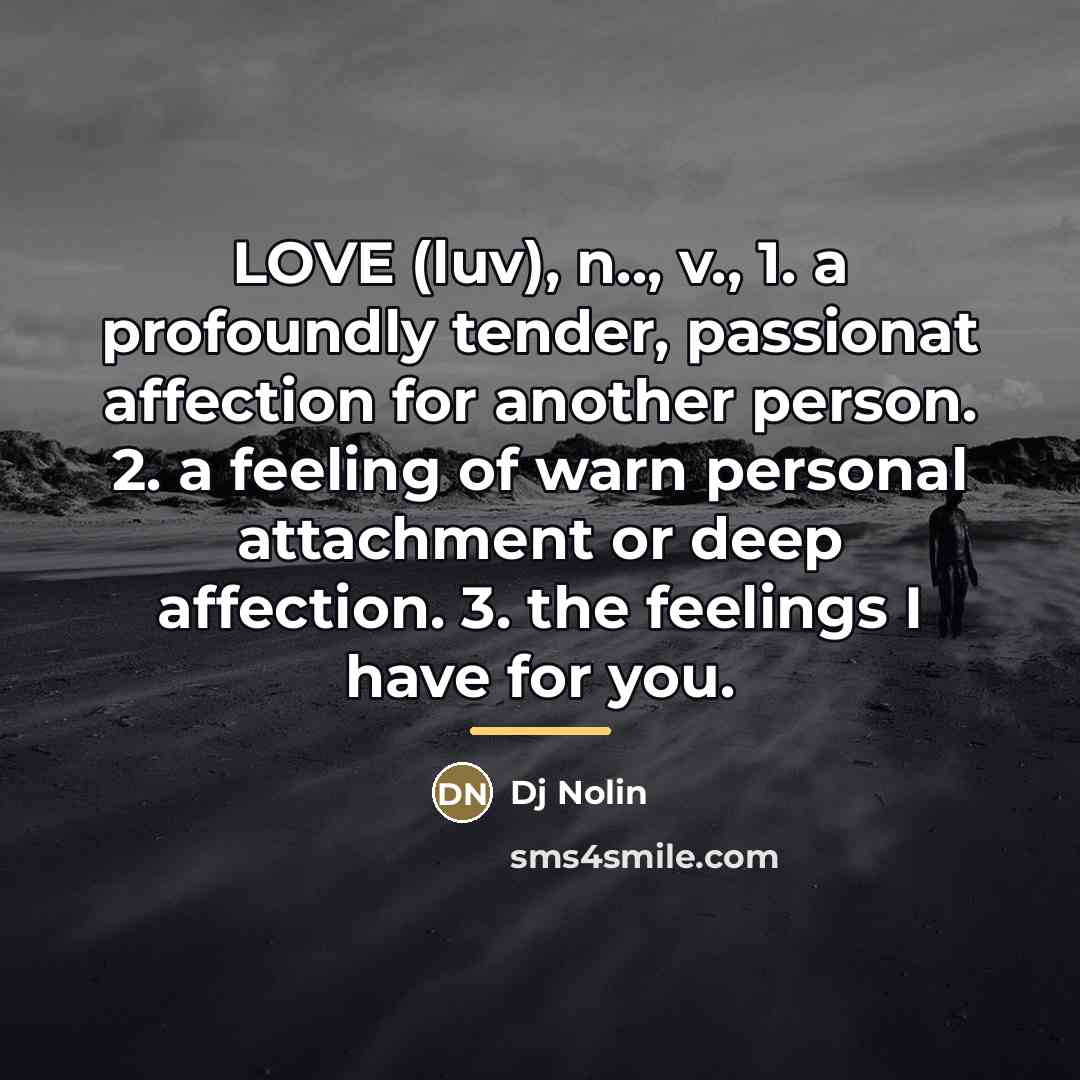 “LOVE (luv), n.., v., 1. a profoundly tender, passionat affection…” quote by Dj Nolin