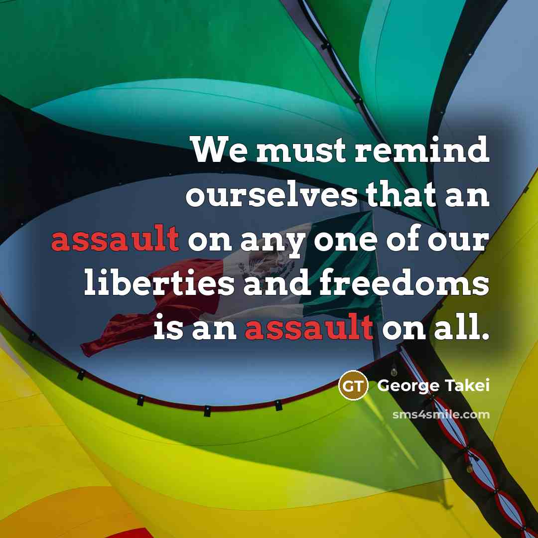“We must remind ourselves that an assault on any one…” quote by George Takei