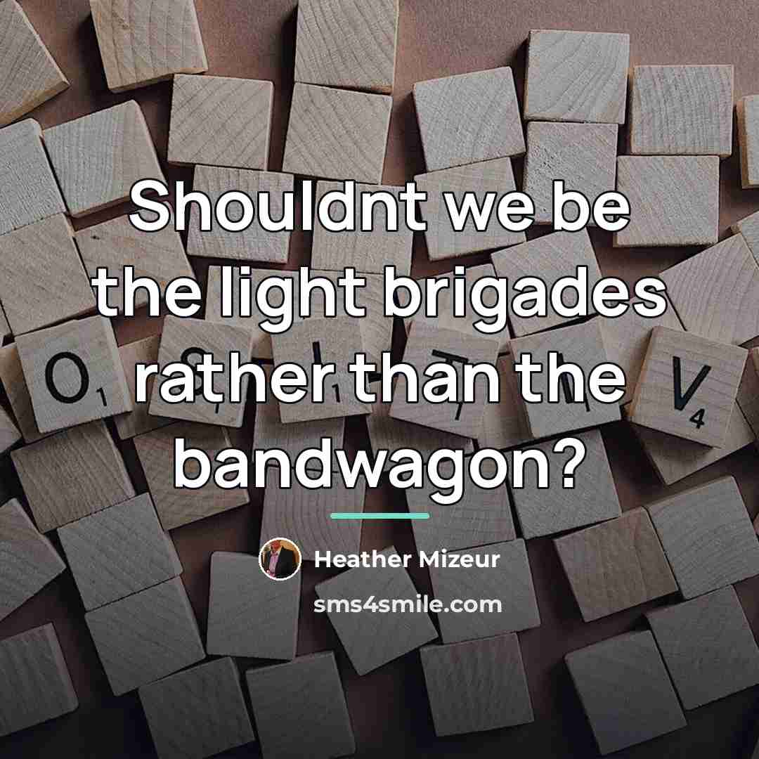 “Shouldnt we be the light brigades rather than the bandwagon?…” quote by Heather Mizeur