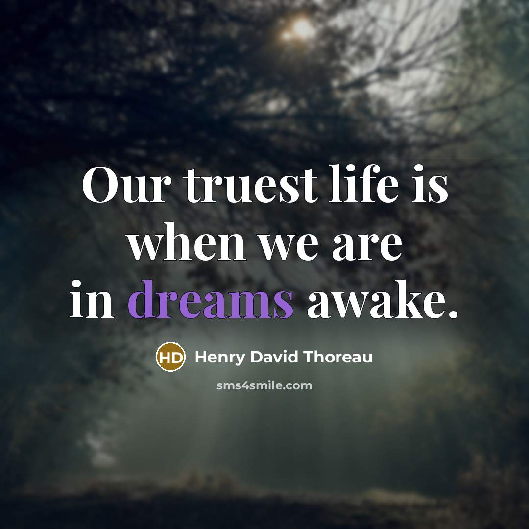 “Our truest life is when we are in dreams awake.…” quote by Henry David Thoreau