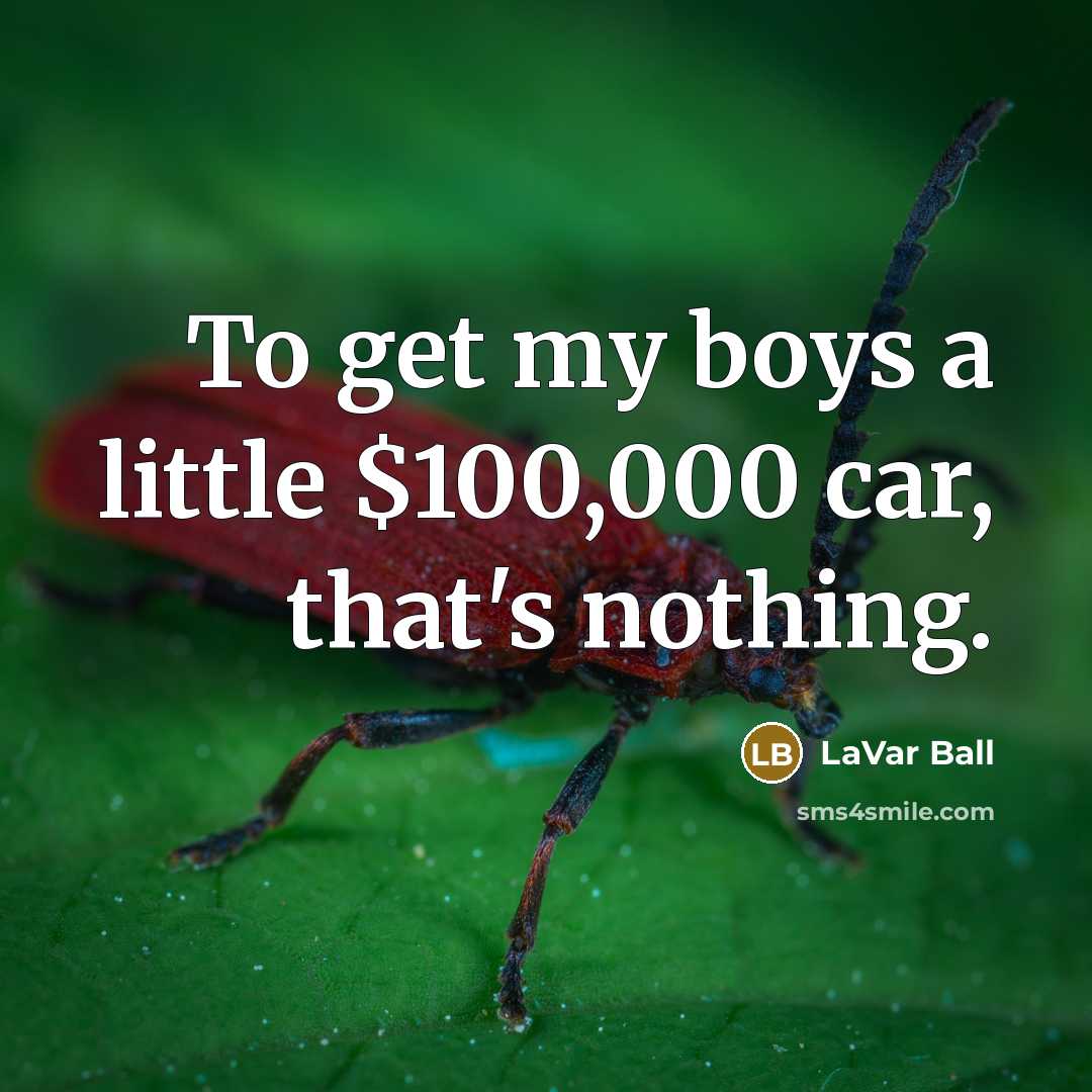 “To get my boys a little $100,000 car, that's nothing.…” quote by LaVar Ball