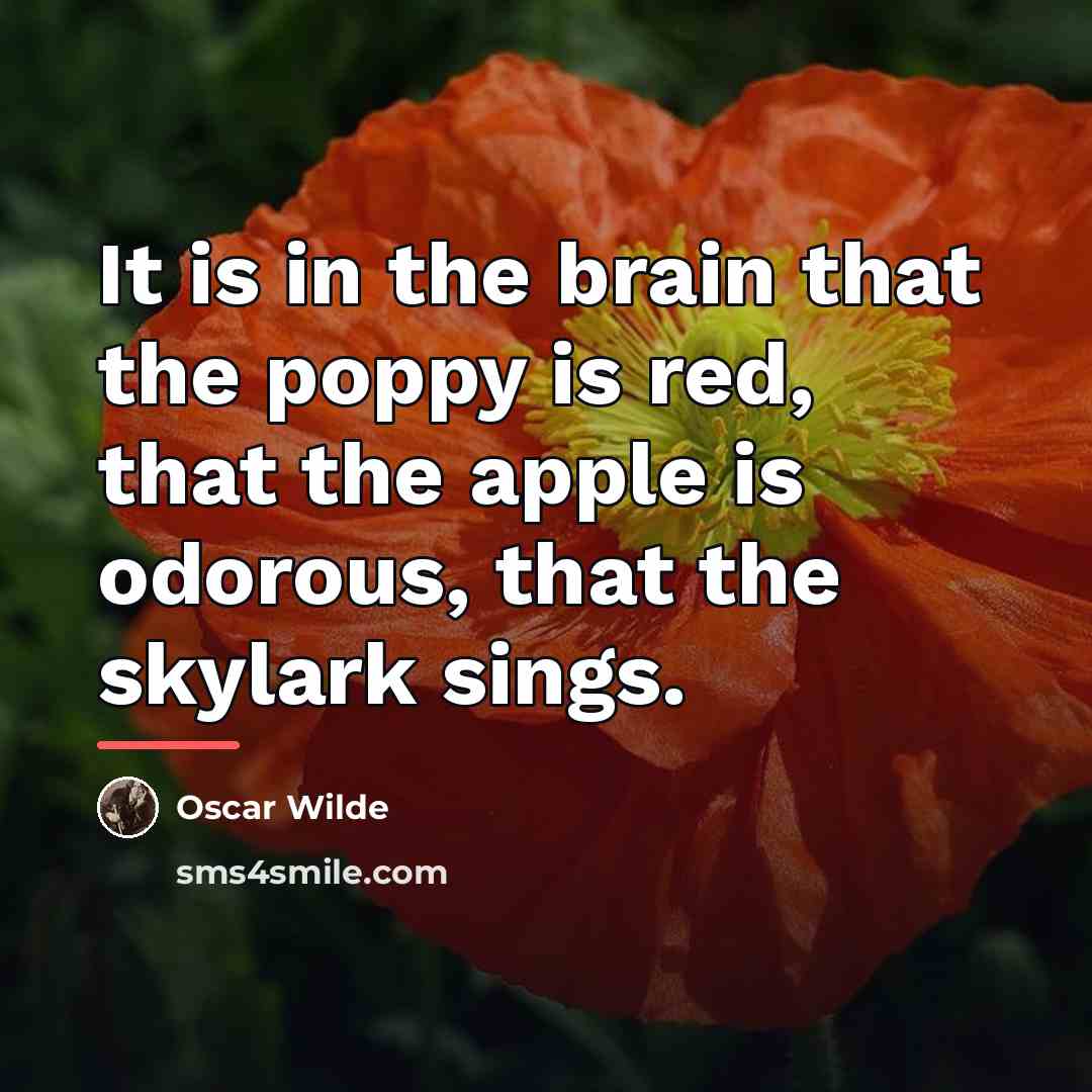 “It is in the brain that the poppy is red,…” quote by Oscar Wilde