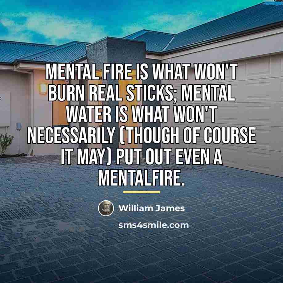 “Mental fire is what won't burn real sticks; mental water…” quote by William James