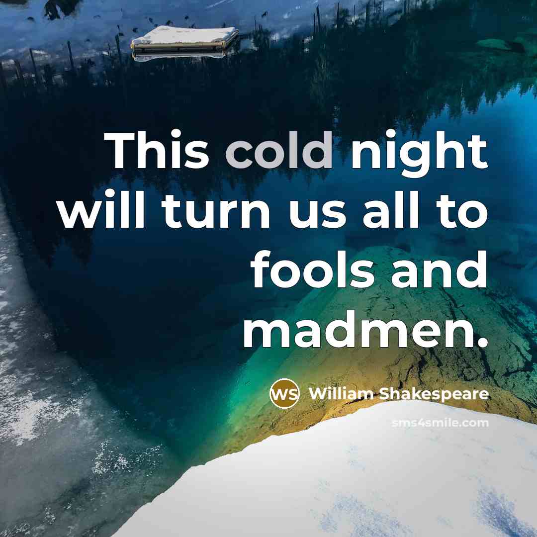 “This cold night will turn us all to fools and…” quote by William Shakespeare