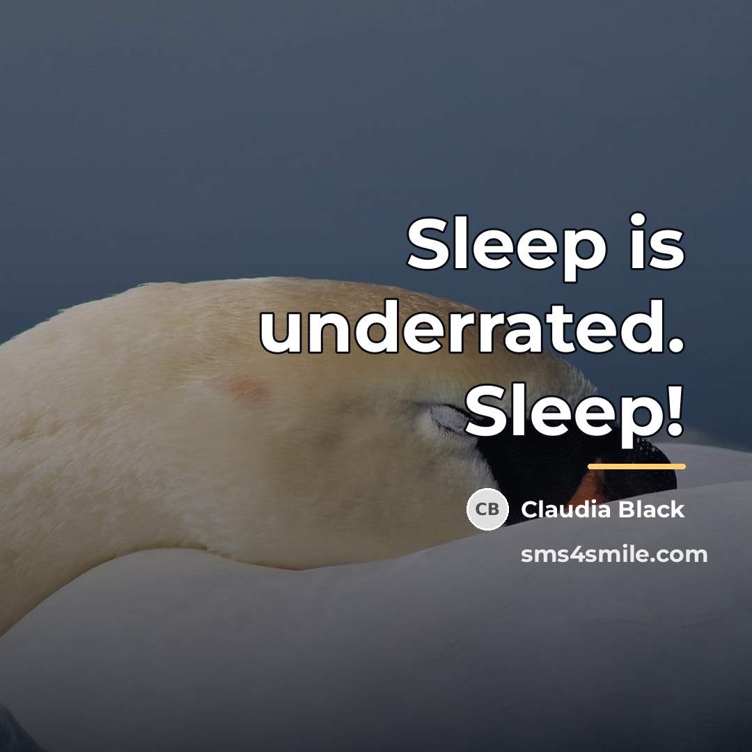 “Sleep is underrated. Sleep!…” quote by Claudia Black