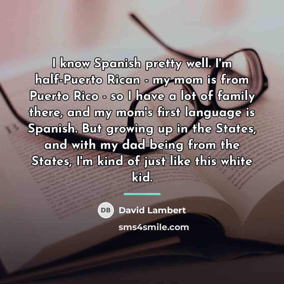 “I know Spanish pretty well. I'm half-Puerto Rican - my…” quote by David Lambert