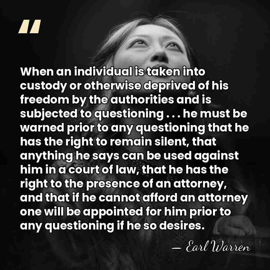 When an individual is taken into custody or otherwise deprived of his&hellip; - Earl Warren