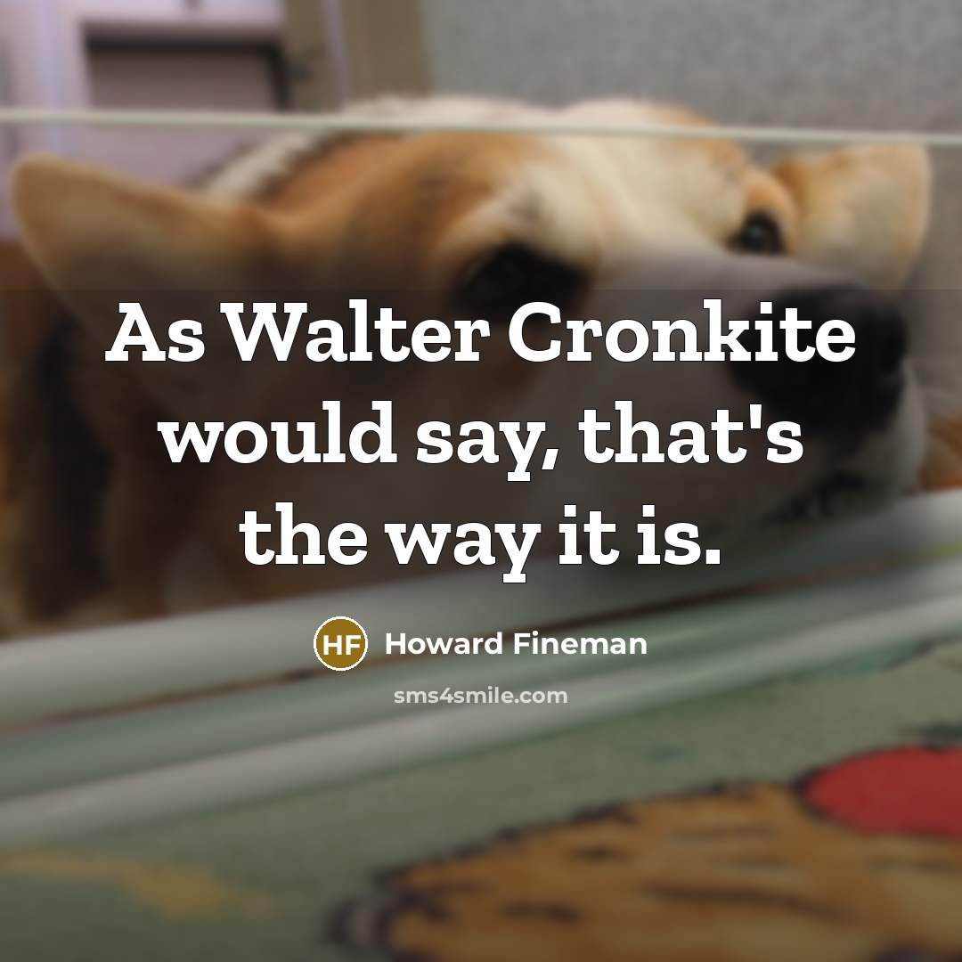 “As Walter Cronkite would say, that's the way it is.…” quote by Howard Fineman