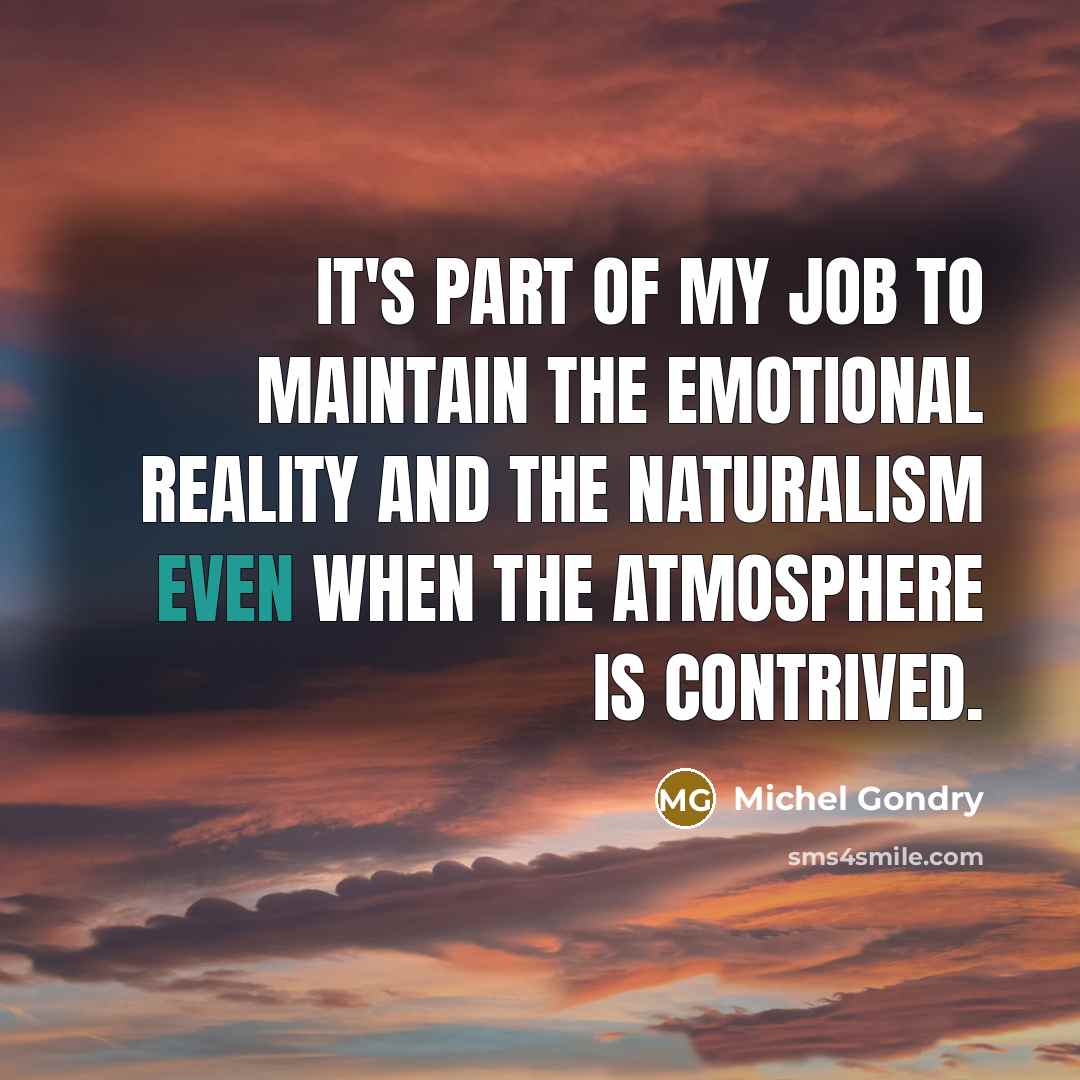 “It's part of my job to maintain the emotional reality…” quote by Michel Gondry