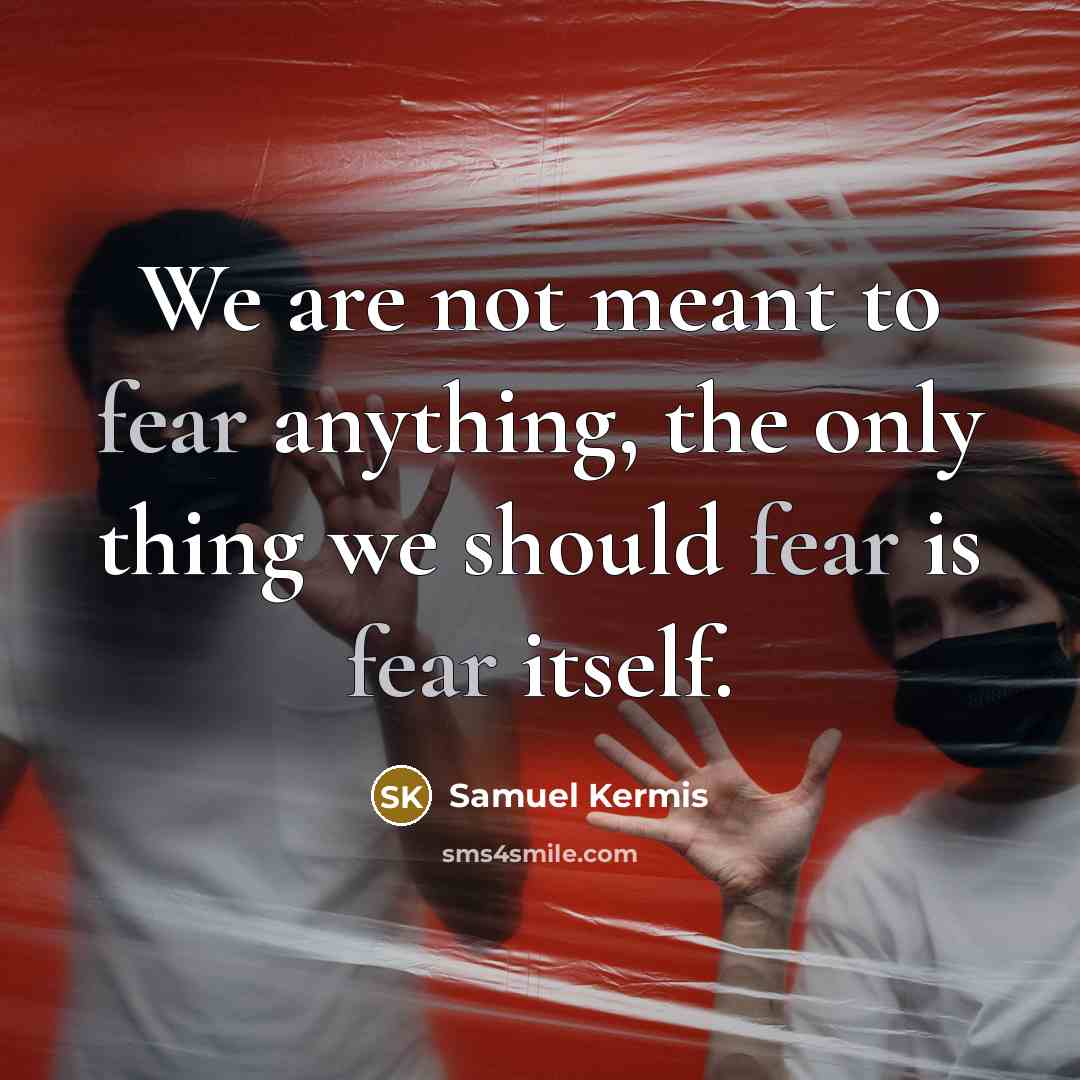 “We are not meant to fear anything, the only thing…” quote by Samuel Kermis
