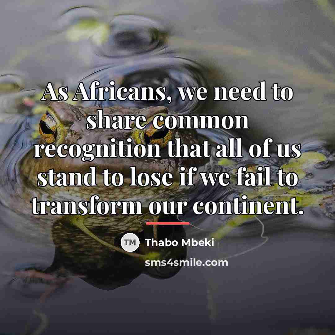 “As Africans, we need to share common recognition that all…” quote by Thabo Mbeki
