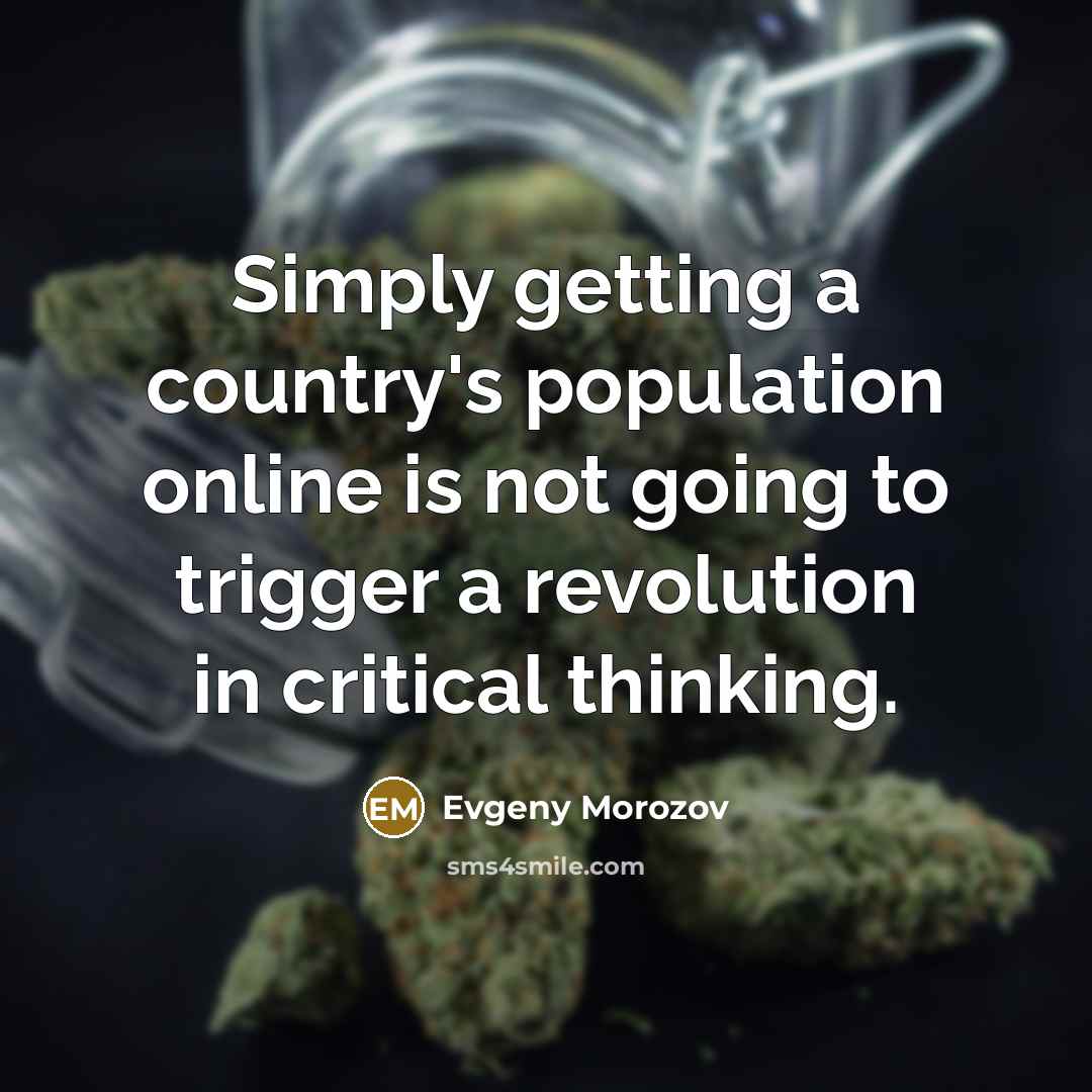 “Simply getting a country's population online is not going to…” quote by Evgeny Morozov