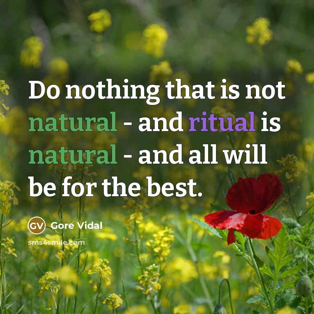 “Do nothing that is not natural - and ritual is…” quote by Gore Vidal