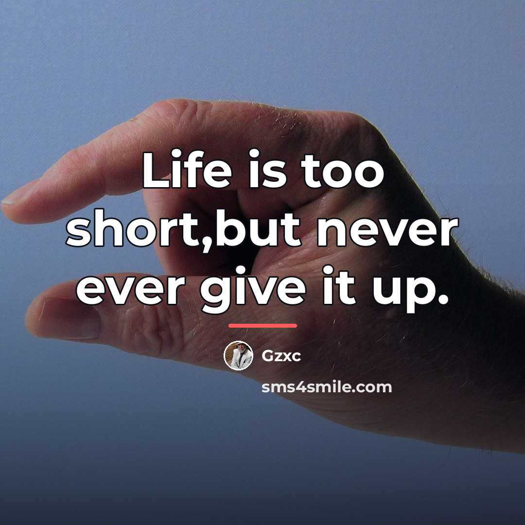 “Life is too short,but never ever give it up.…” quote by Gzxc