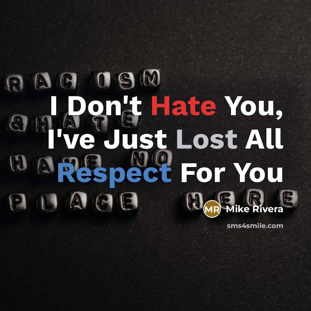 “I Don't Hate You, I've Just Lost All Respect For You” quote by Mike Rivera