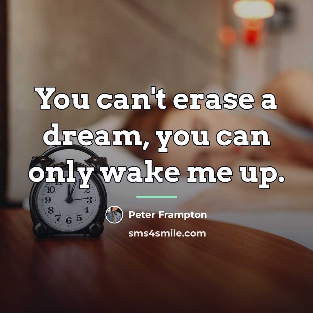 “You can't erase a dream, you can only wake me…” quote by Peter Frampton