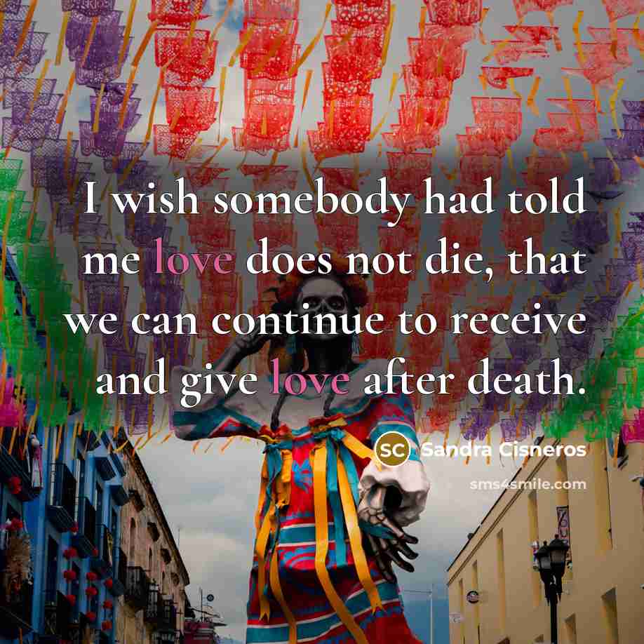 “I wish somebody had told me love does not die,…” quote by Sandra Cisneros