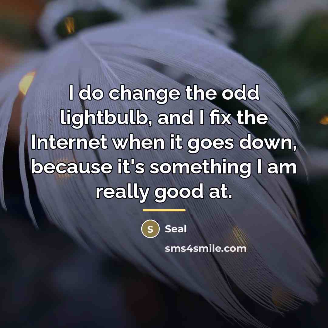 “I do change the odd lightbulb, and I fix the…” quote by Seal