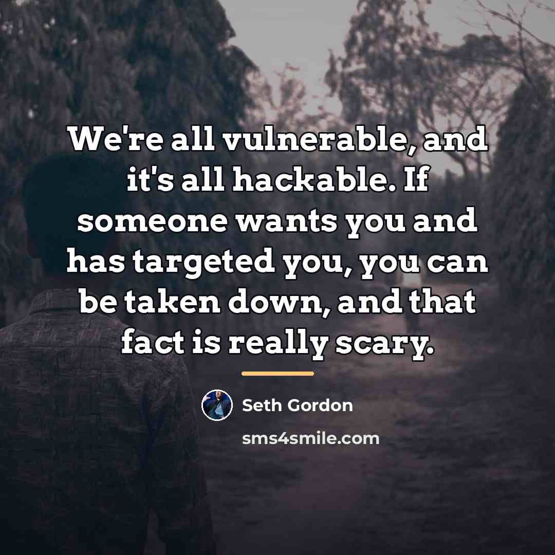 “We're all vulnerable, and it's all hackable. If someone wants…” quote by Seth Gordon