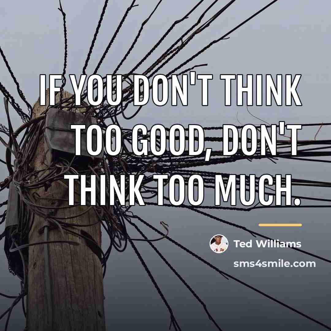 “If you don't think too good, don't think too much.…” quote by Ted Williams