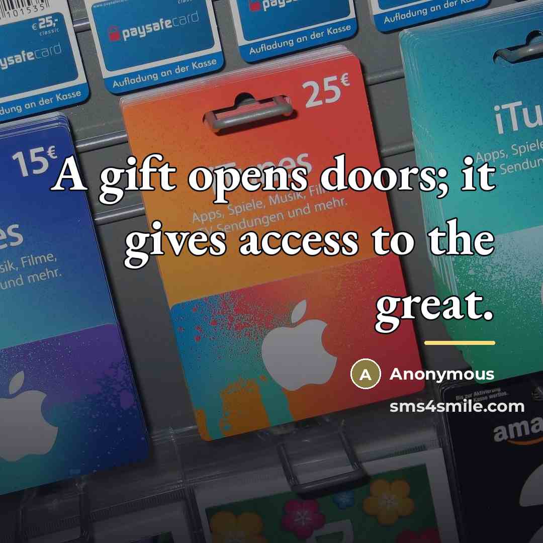 “A gift opens doors; it gives access to the great.…” quote by Anonymous
