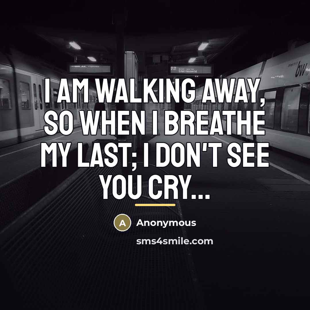 “I am walking away, so when I breathe my last;…” quote by Anonymous